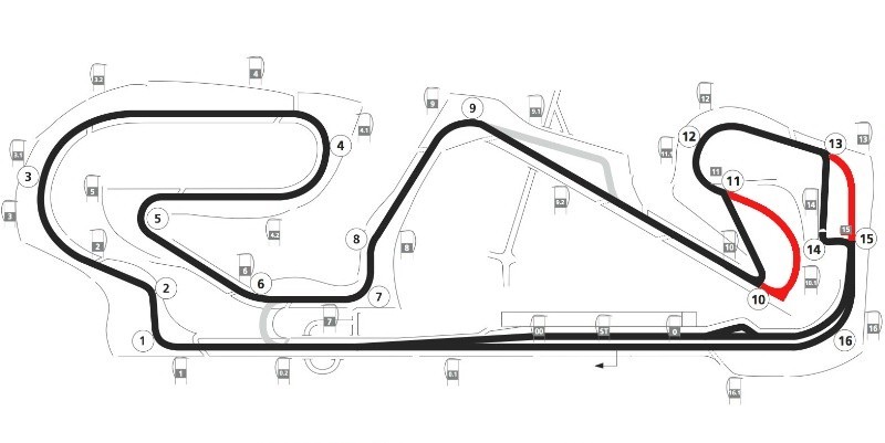 Il nuovo layout del circuito (in rosso quello vecchio)