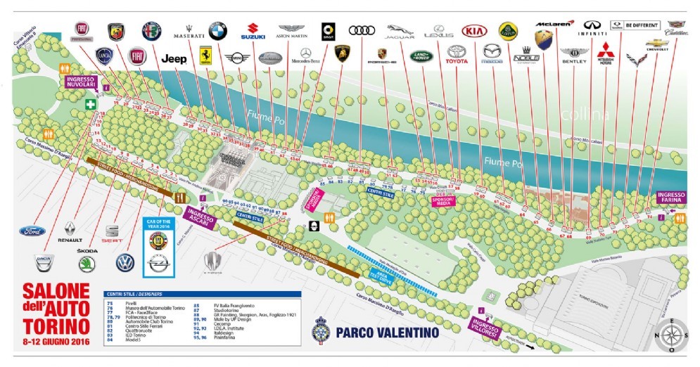 La mappa dell'edizione 2016 del Salone Parco Valentino