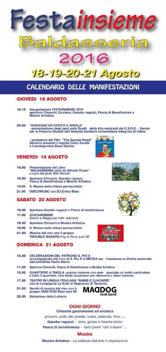Ecco il programma della manifestazione di San Pio X