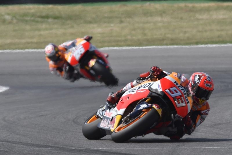 Marc Marquez in azione a Misano