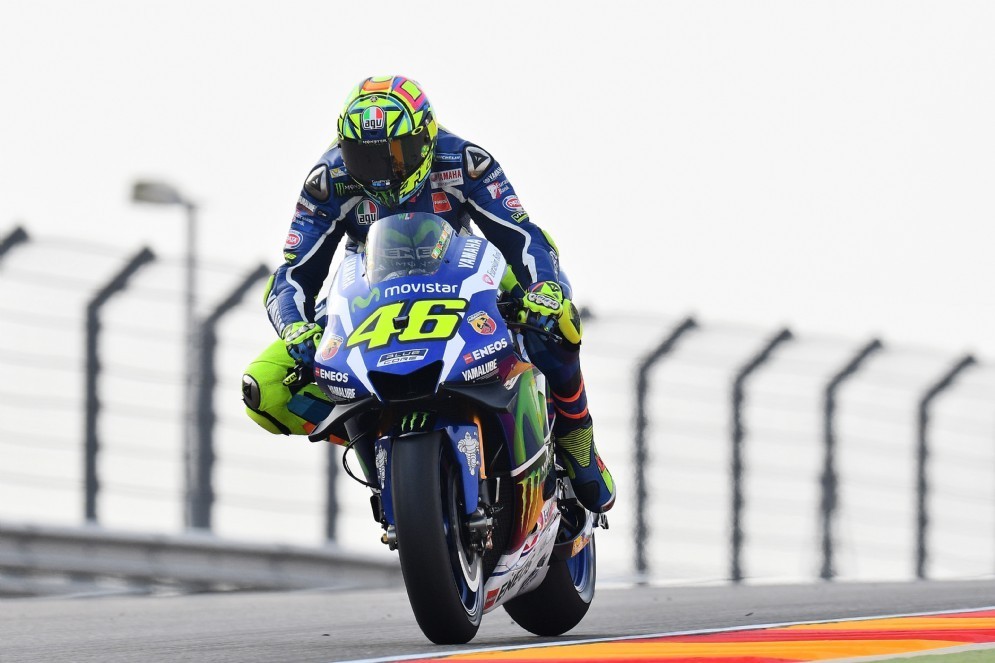 Valentino Rossi in azione ad Aragon