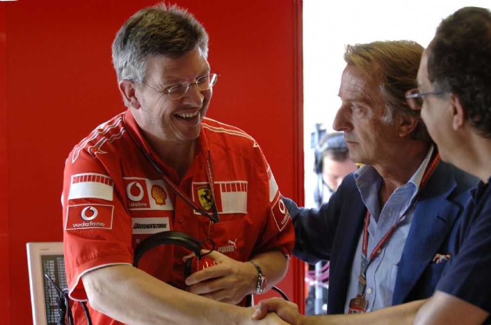 Ross Brawn con Luca di Montezemolo e Sergio Marchionne