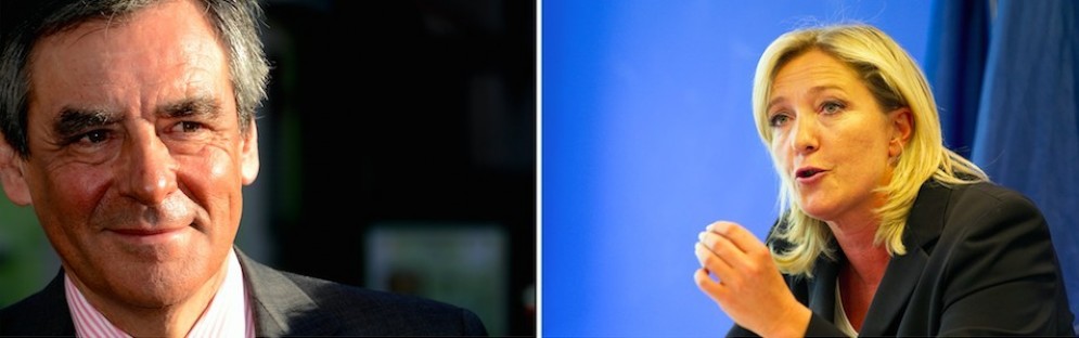 I due candidati alle presidenziali francesi François Fillon e Marine Le Pen