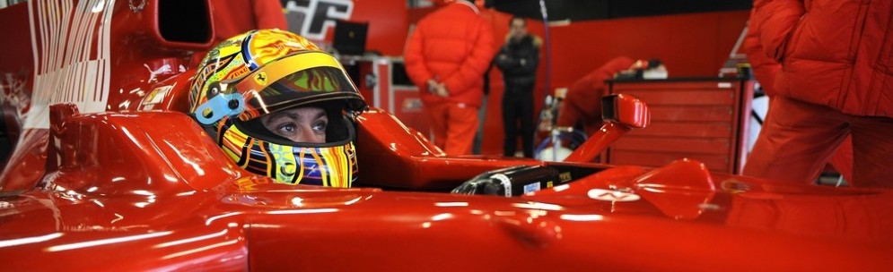 Valentino Rossi al volante della Ferrari F2008