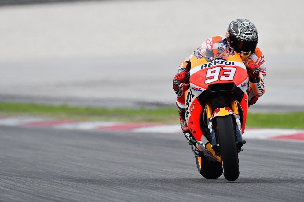 Marc Marquez in pista con la sua Honda
