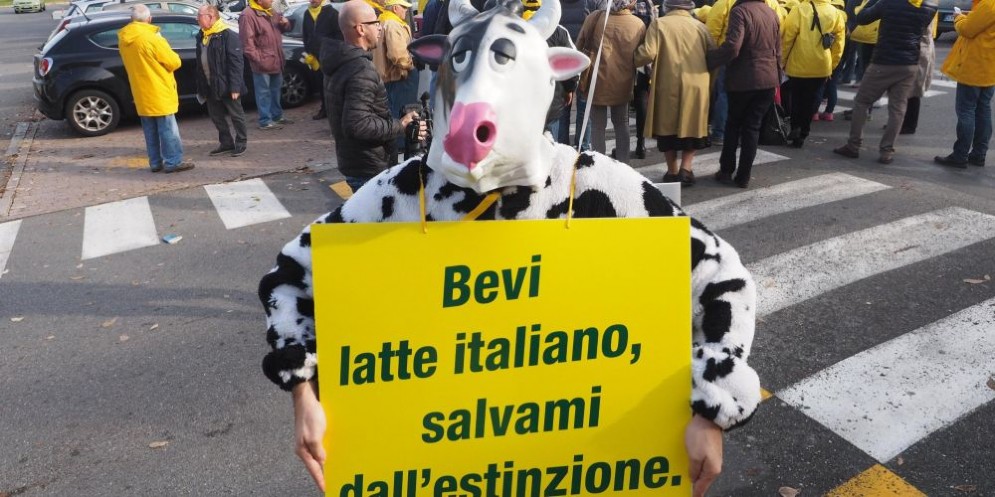 Un momento della protesta del novembre 2015 della Coldiretti.