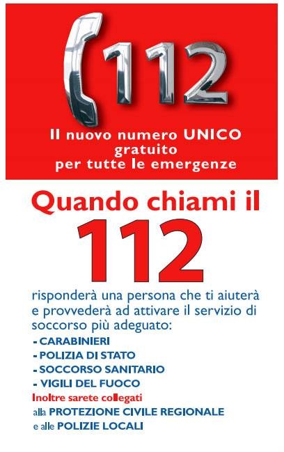 Il nuovo numero unico per le emergenze, il 112