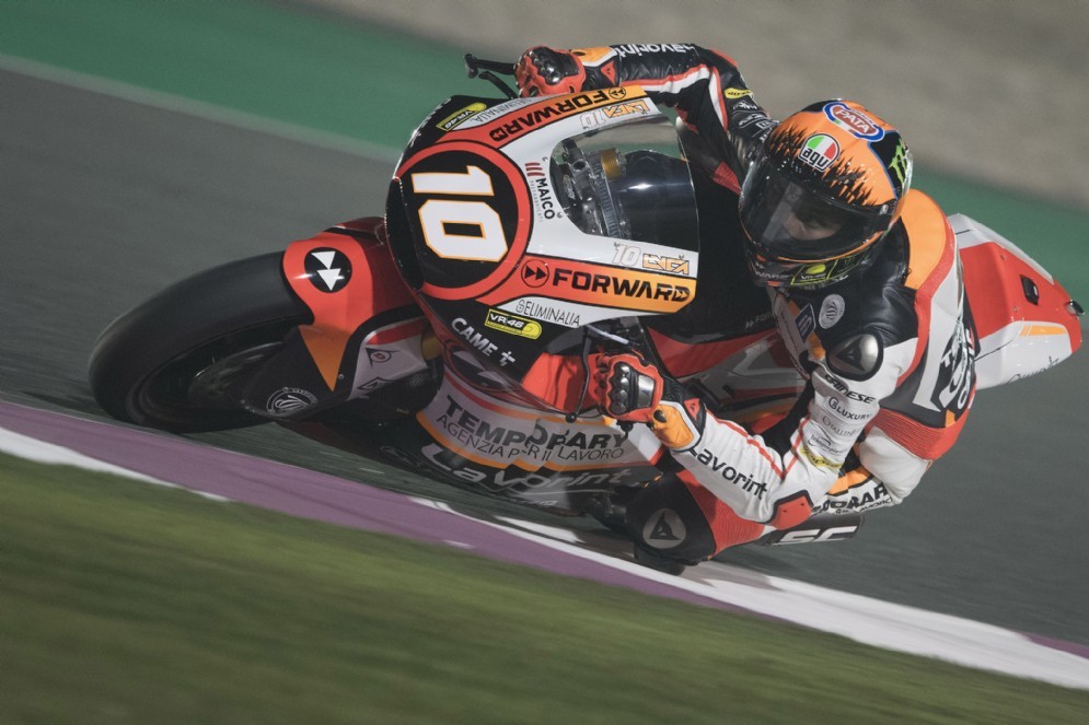 Luca Marini in pista nelle prove in Qatar