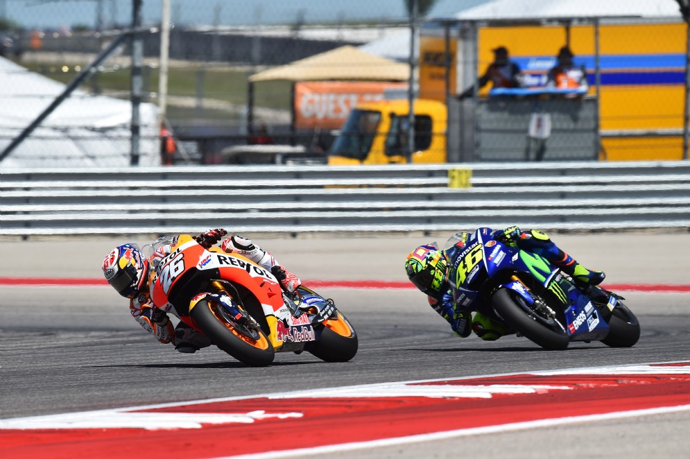 Vale all'inseguimento di Dani Pedrosa nel finale di gara