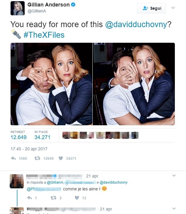 Il tweet di Gillian Anderson