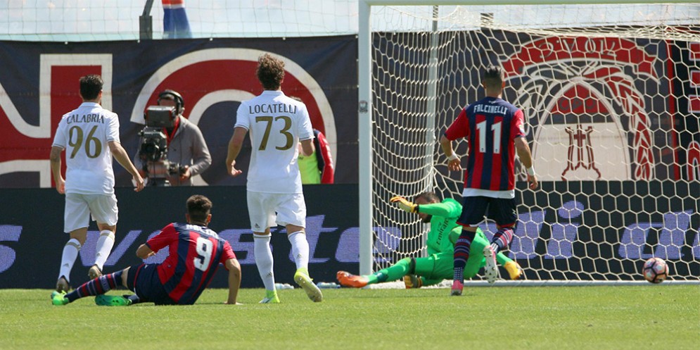 Il gol di Trotta durante Crotone-Milan 1-1, ennesimo regalo dei rossoneri in questa stagione