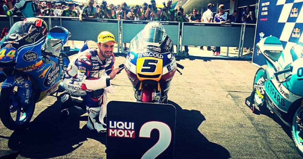 Romano Fenati festeggia il secondo posto a Jerez