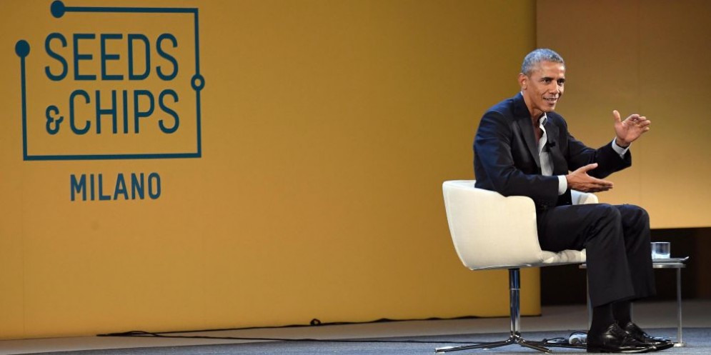 L'ex presidente Barack Obama al convegno Seeds & Chips a Milano