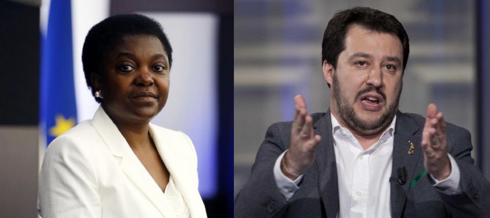 L'ex ministro per l'Integrazione Cecile Kyenge e il leader della Lega Matteo Salvini