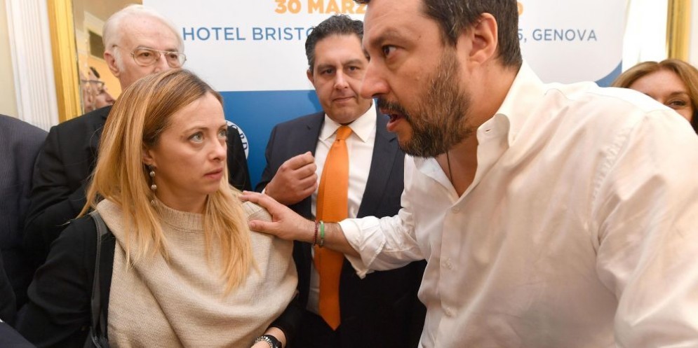 La leader di FDI Giorgia Meloni e il leader della Lega Matteo Salvini