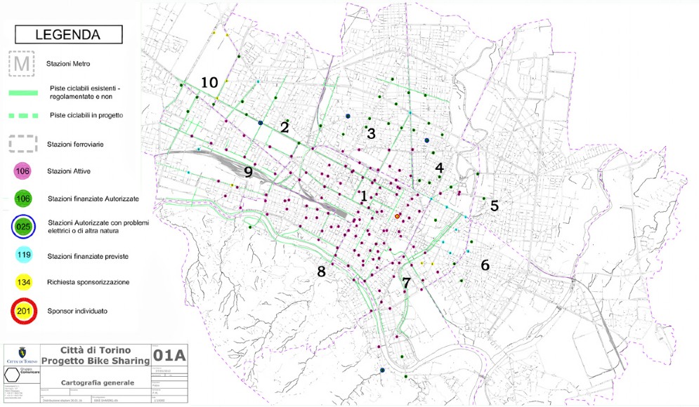 La mappa delle stazioni ToBike