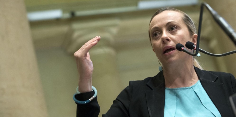 La presidente di Fdi, Giorgia Meloni, si scaglia contro il Partito democratico.