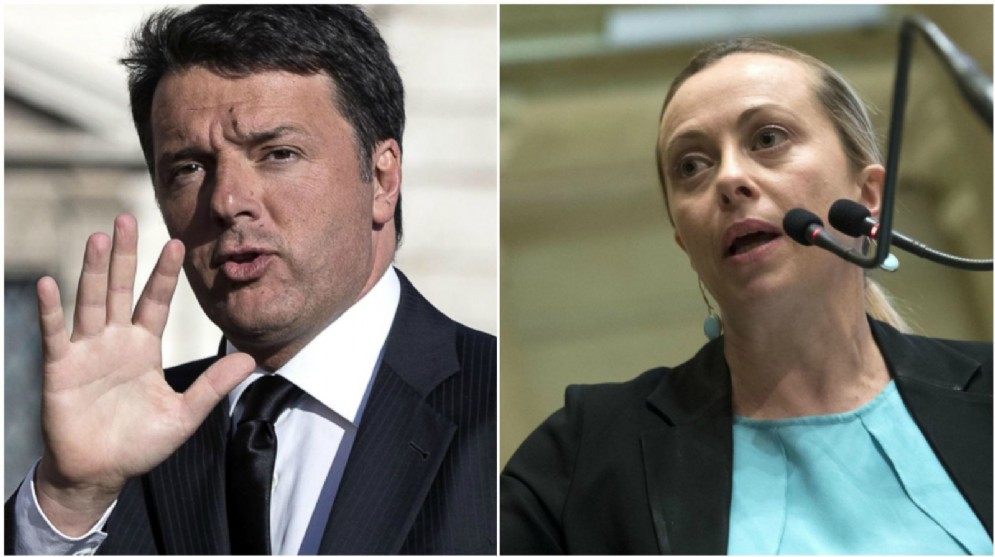 Il segretario Pd Matteo Renzi e la leader di Fratelli d'Italia Giorgia Meloni