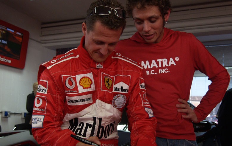 Valentino Rossi con Michael Schumacher