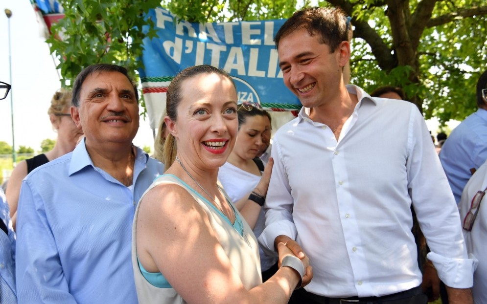 Giorgia Meloni E Roberto Di Stefano durante la campagna elettorale delle elezioni amministrative a Sesto San Giovanni.