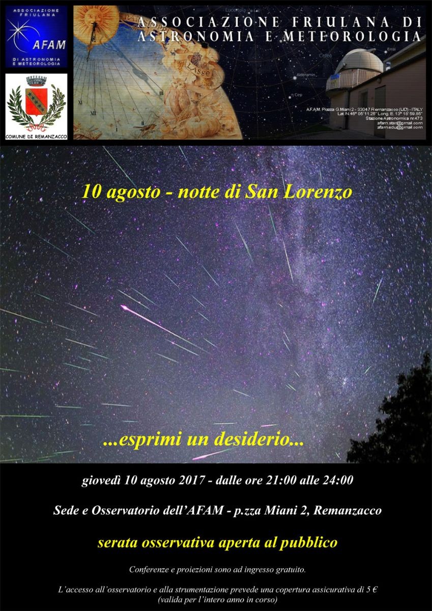 Afam dà appuntamento a Remanzacco per la notte delle stelle cadenti!