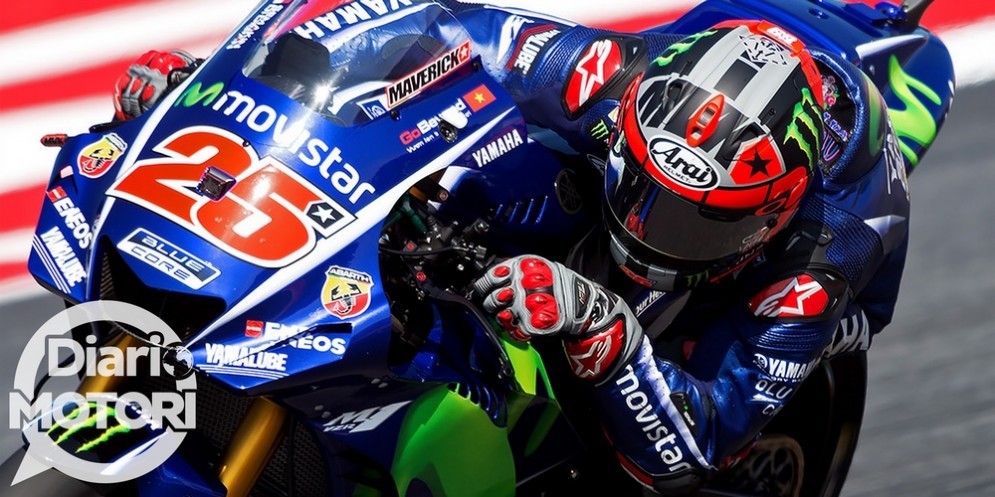 Maverick Vinales in sella alla Yamaha nel venerdì del GP di San Marino