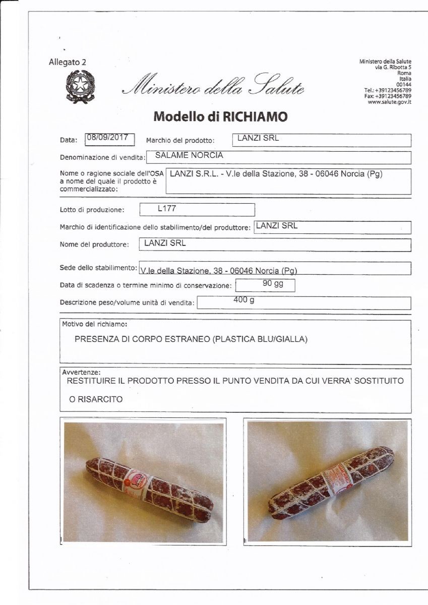 Il richiamo del Ministero della Salute