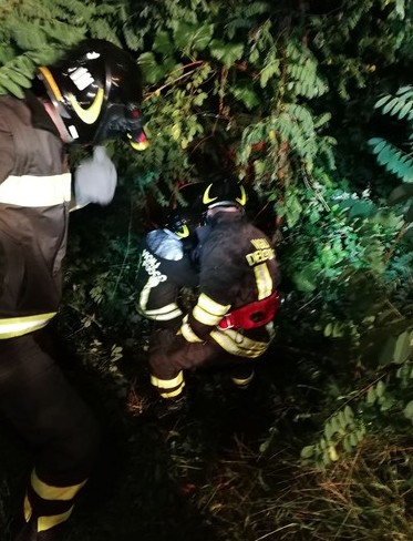 Vigili del fuoco in azione nel salvataggio