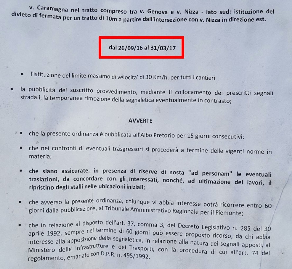 L'ordinanza "datata"