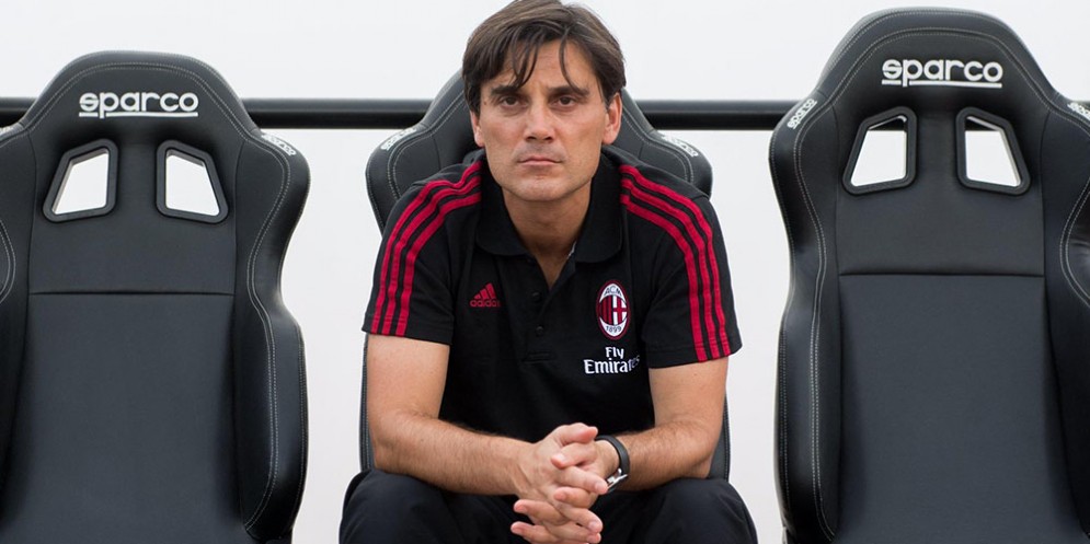 Montella pensierioso sulla panchina del Milan