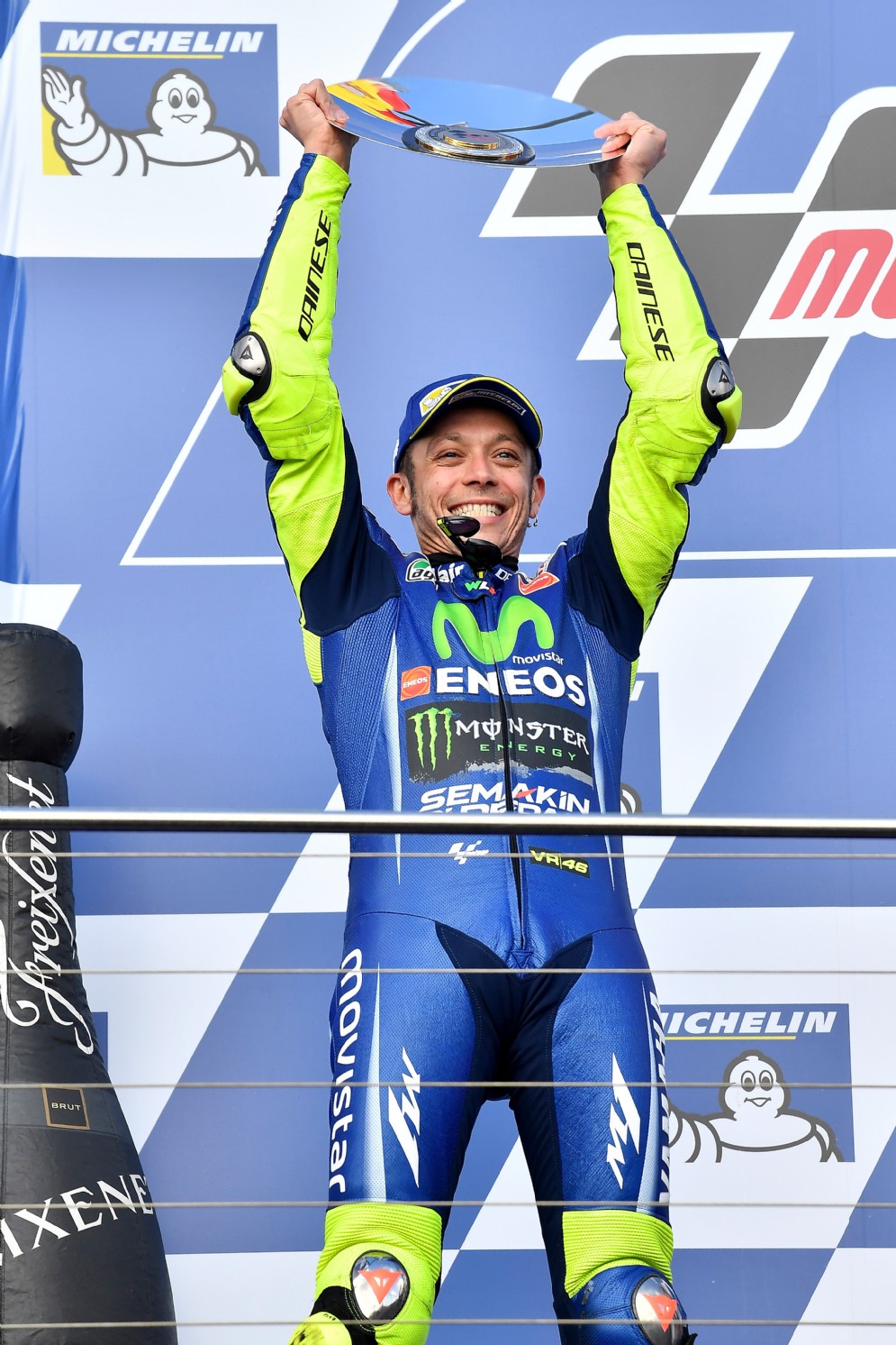 Valentino Rossi sul secondo gradino del podio a Phillip Island