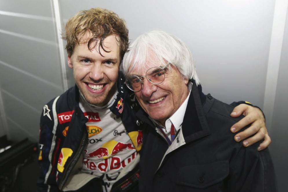 Bernie Ecclestone con Sebastian Vettel