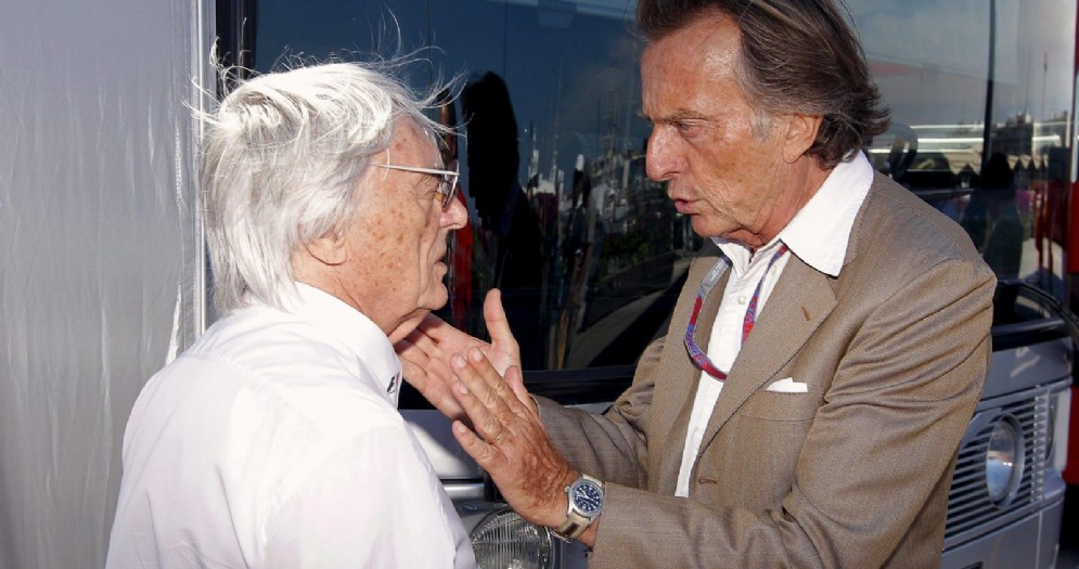 L'ex patron della F1, Bernie Ecclestone, con l'ex presidente della Ferrari, Luca di Montezemolo