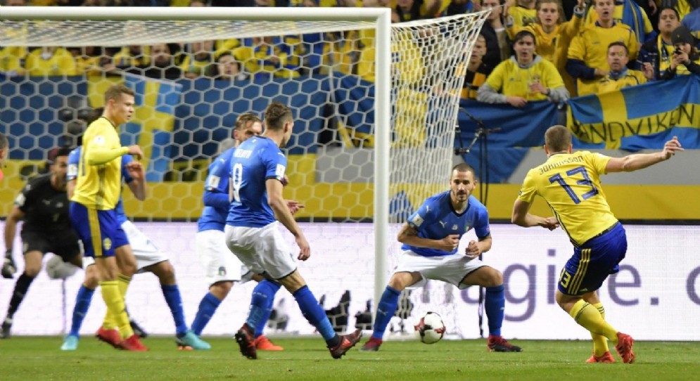 Il gol del vantaggio di Johansson contro l'Italia