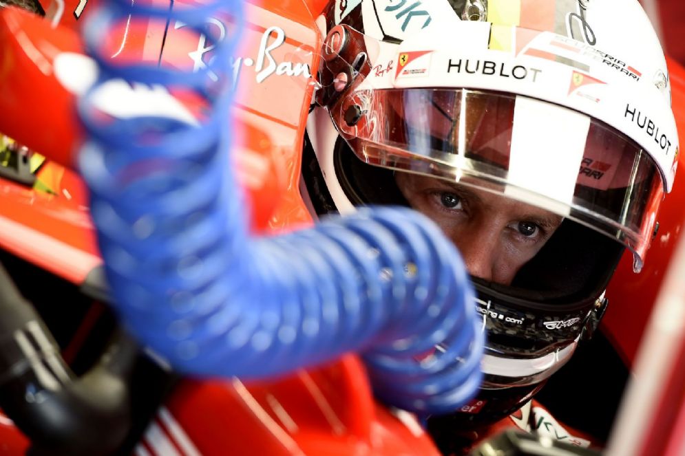 Sebastian Vettel al volante della Ferrari