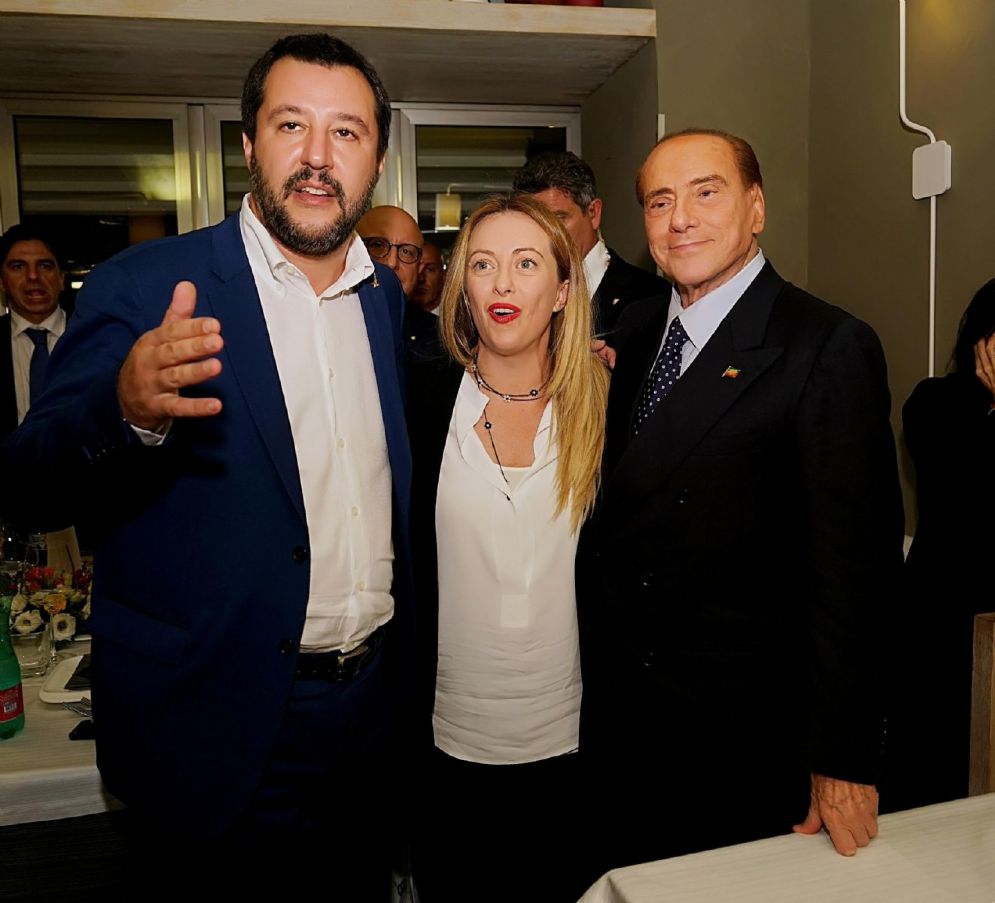 Matteo Salvini, Giorgia Meloni e Silvio Berlusconi in Sicilia