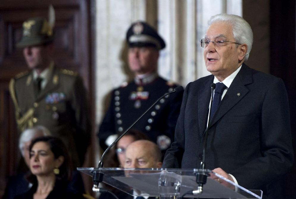 Il Presidente della Repubblica Sergio Mattarella in occasione della cerimonia per lo scambio degli auguri di fine anno con i rappresentanti delle istituzioni, delle forze politiche e della società civile