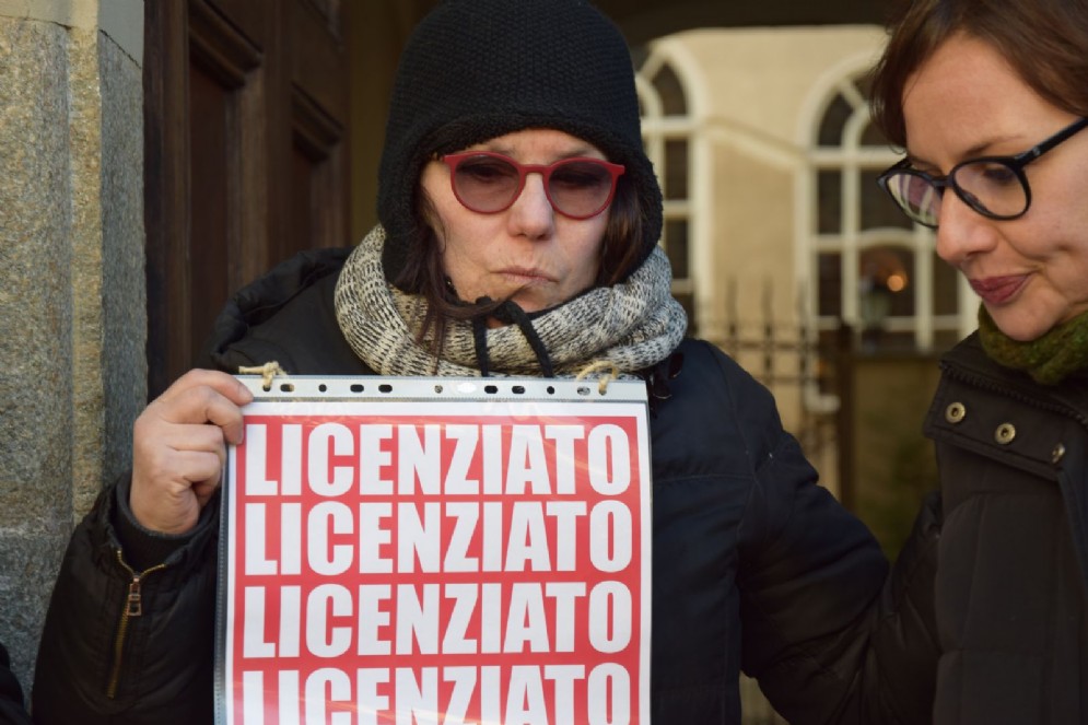 Protesta di fronte alla sede della Fondazione Torino Musei