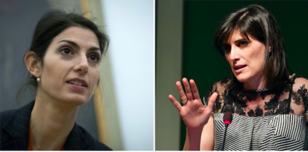 La sindaca di Roma Virginia Raggi e accanto quella di Torino Chiara Appendino