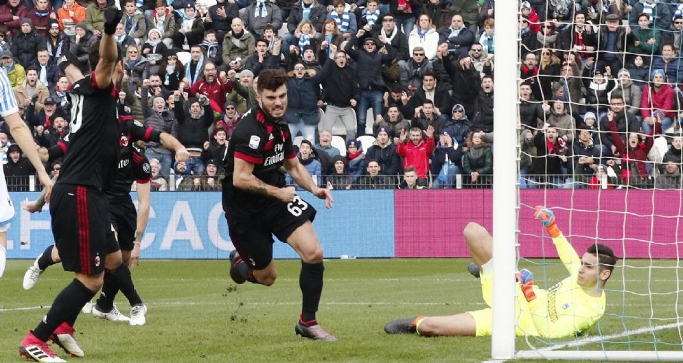 Patrick Cutrone porta in vantaggio il Milan dopo 2 minuti di gioco