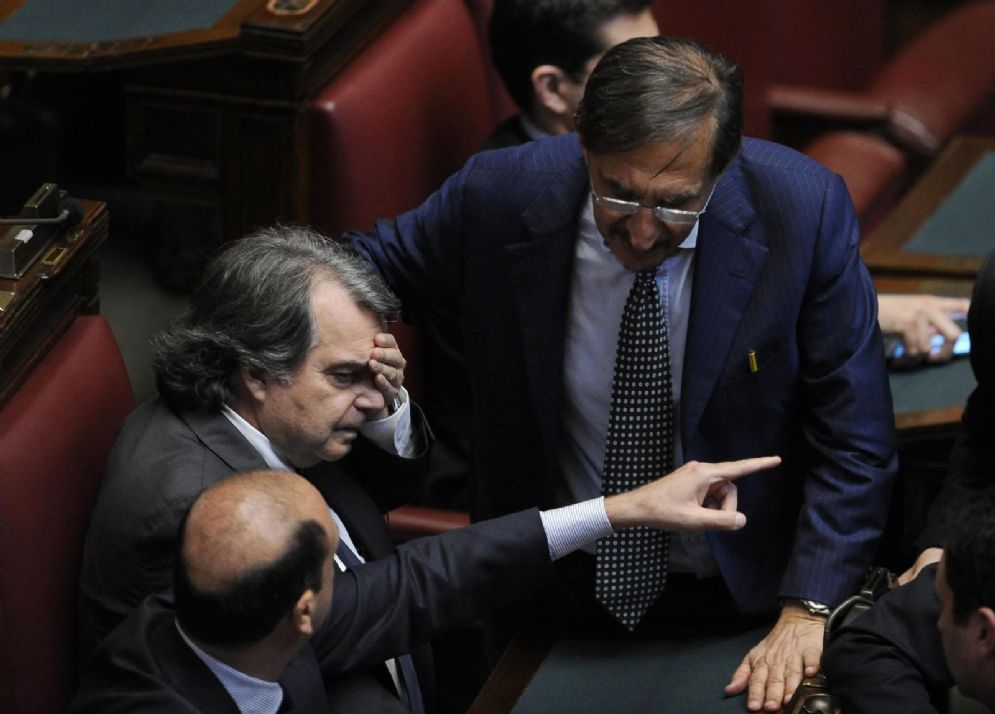 L'esponente di Fdi Ignazio La Russa con il capogruppo di Forza Italia alla Camera Renato Brunetta