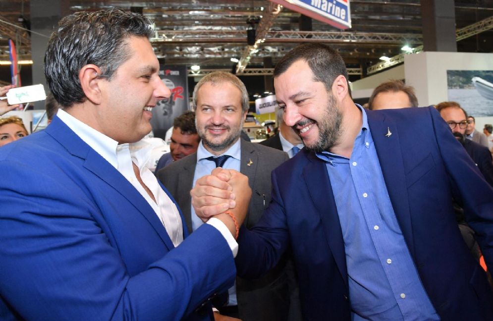 Il governatore della Liguria Giovanni Toti con Matteo Salvini
