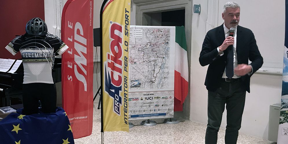 Paolo Panontin alla cerimonia di presentazione della 10a edizione della Tiliment marathon bike in programma a Spilimbergo il 21 e 22 aprile 2018