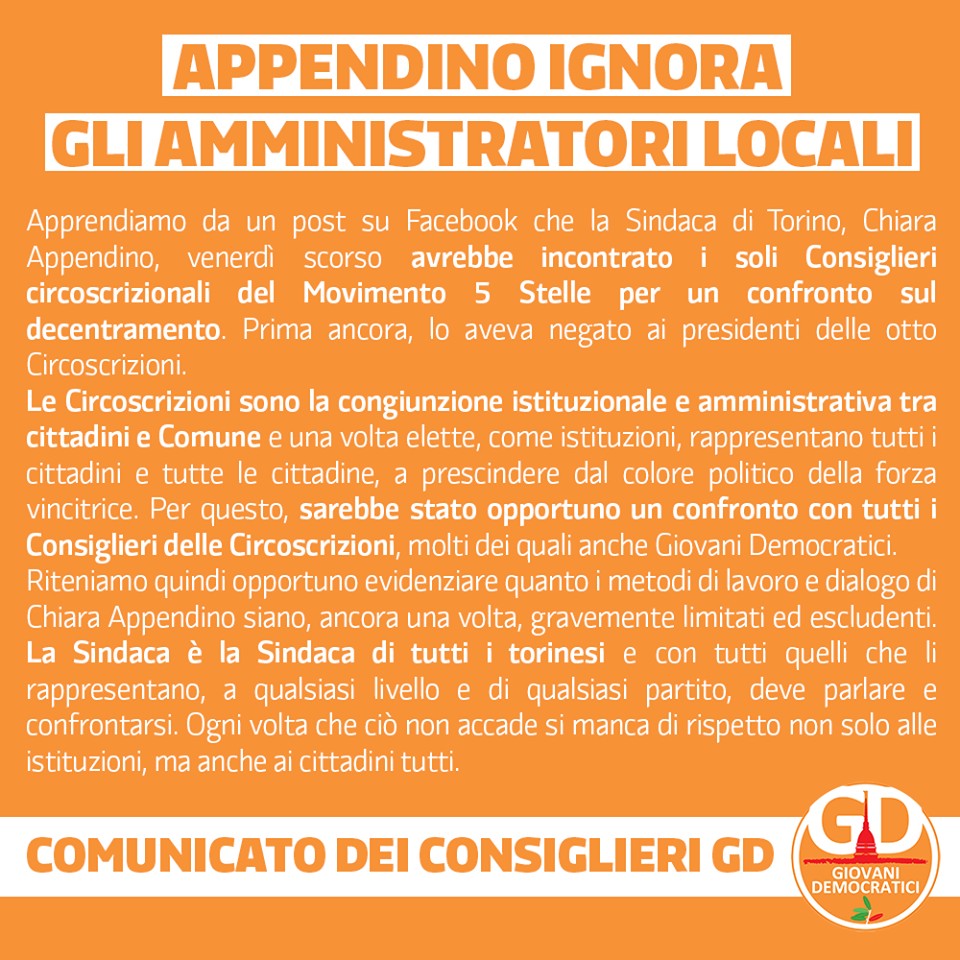 Il messaggio dei Giovani Democratici alla sindaca