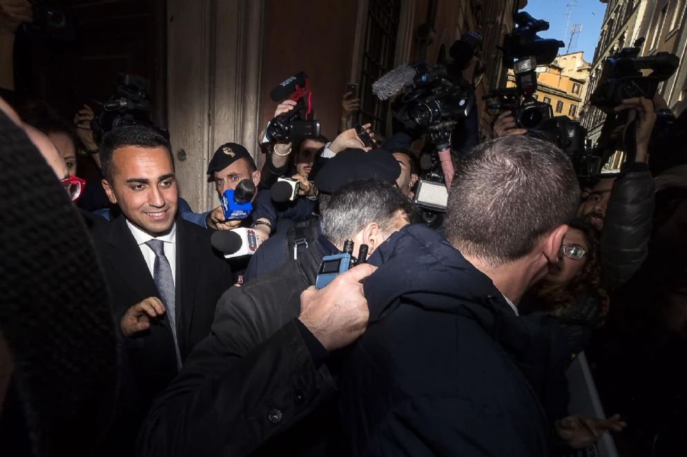Il candidato premier del M5s, Luigi Di Maio alla stampa estera a Roma