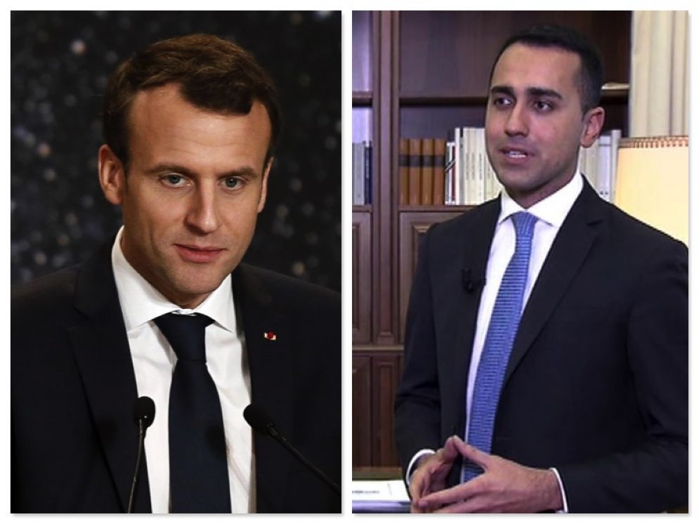 Il presidente francese Emmanuel Macron e il leader del Movimento Cinque Stelle Luigi Di Maio