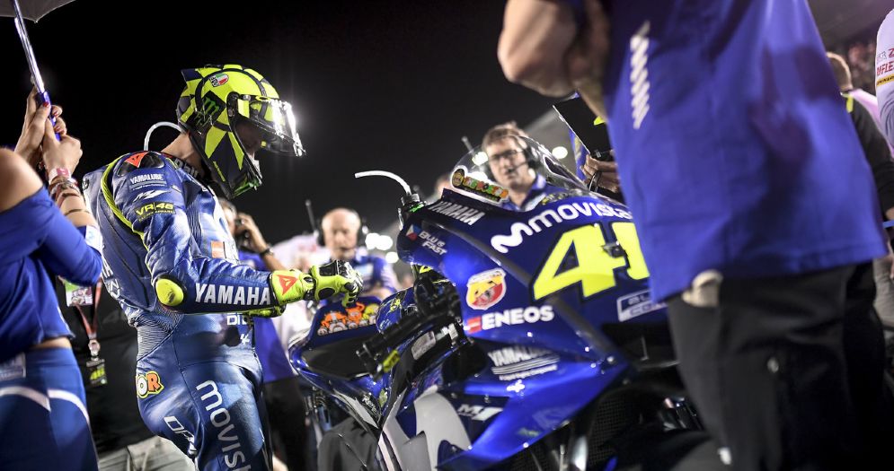 Valentino Rossi sulla griglia di partenza del Gran Premio del Qatar