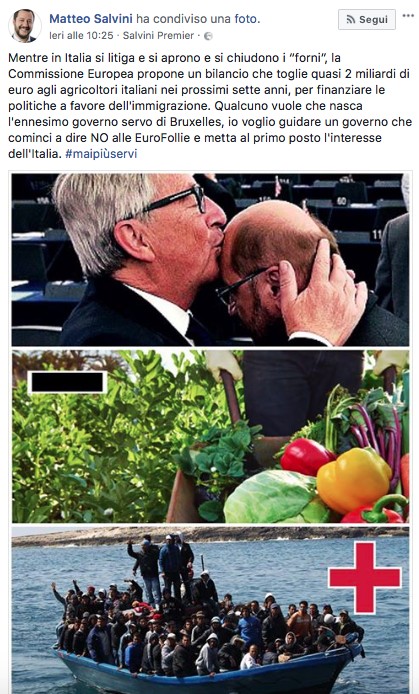 Il post "con gaffe" di Matteo Salvini