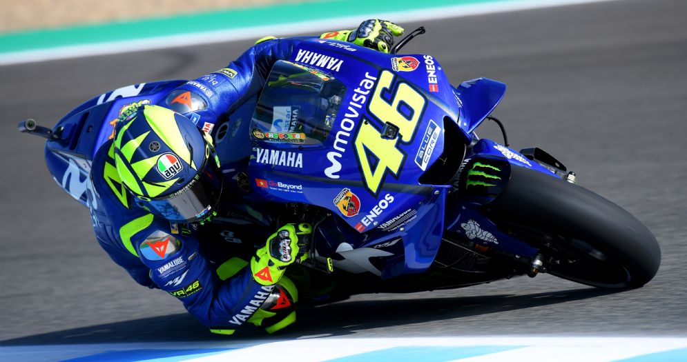 Valentino Rossi in pista con la Yamaha nelle prove libere del GP di Spagna di MotoGP a Jerez