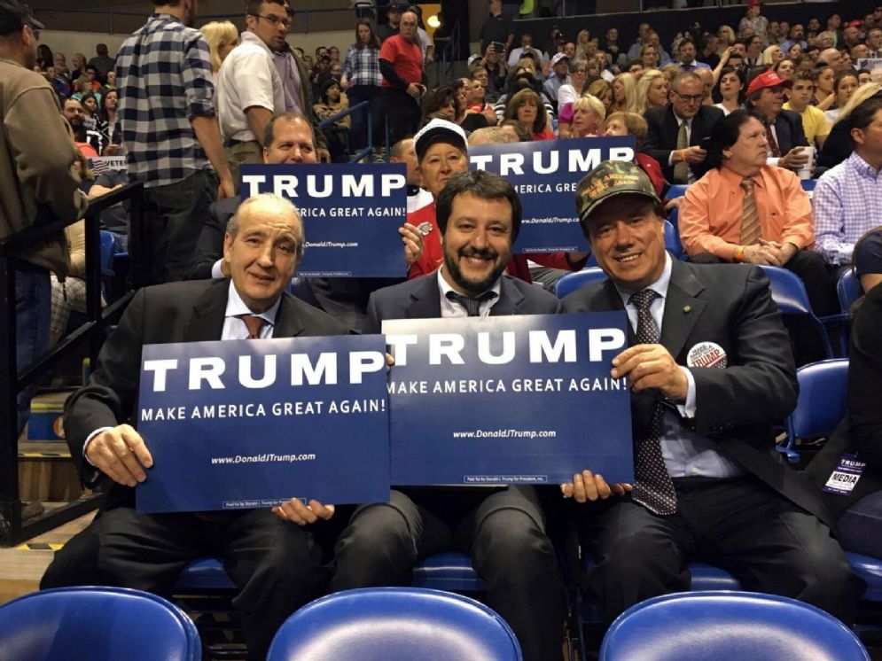 Salvini al comizio di Donald Trump a Filadelfia, 25 aprile 2016